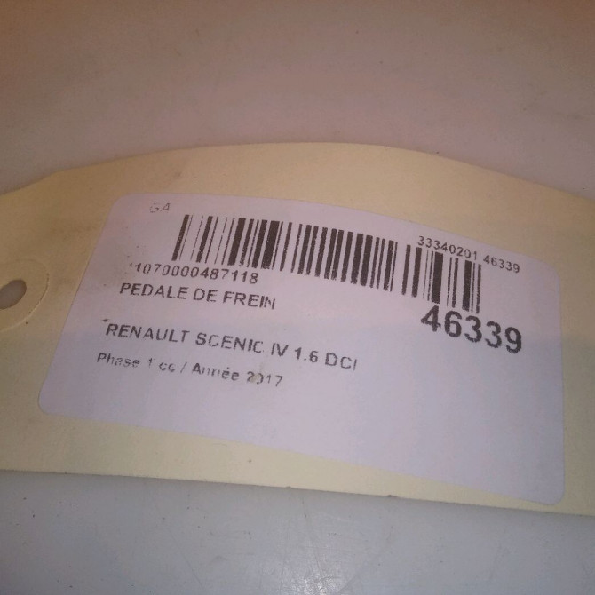 Pedale de frein occasion RENAULT SCENIC IV Phase 1 04-1995->04-1999 1.6 DCI 130ch 465012312R 5
