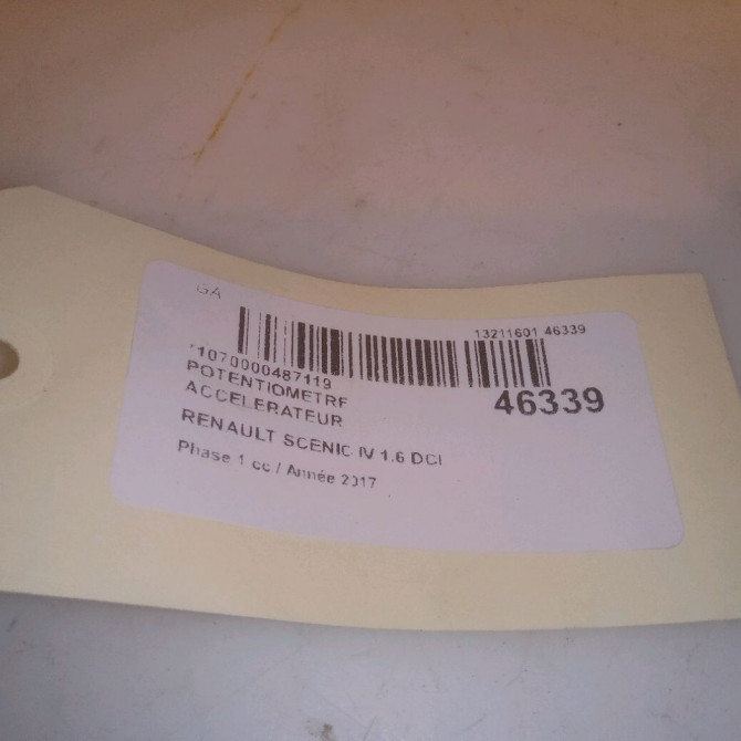 Potentiometre accelerateur occasion RENAULT SCENIC IV Phase 1 04-1995->04-1999 1.6 DCI 130ch 7