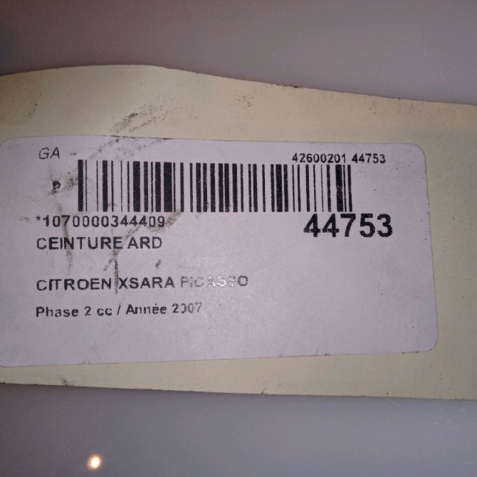 Ceinture arrière droite occasion CITROEN XSARA PICASSO Phase 2 02-2004->12-2010 1.6 HDI 92 ch 8973XJ 4