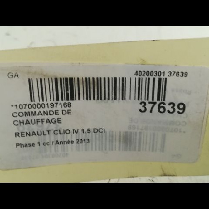 Commande de chauffage occasion RENAULT CLIO IV Phase 1 07-2012->... 1.5 DCI 90ch 275107188R 3