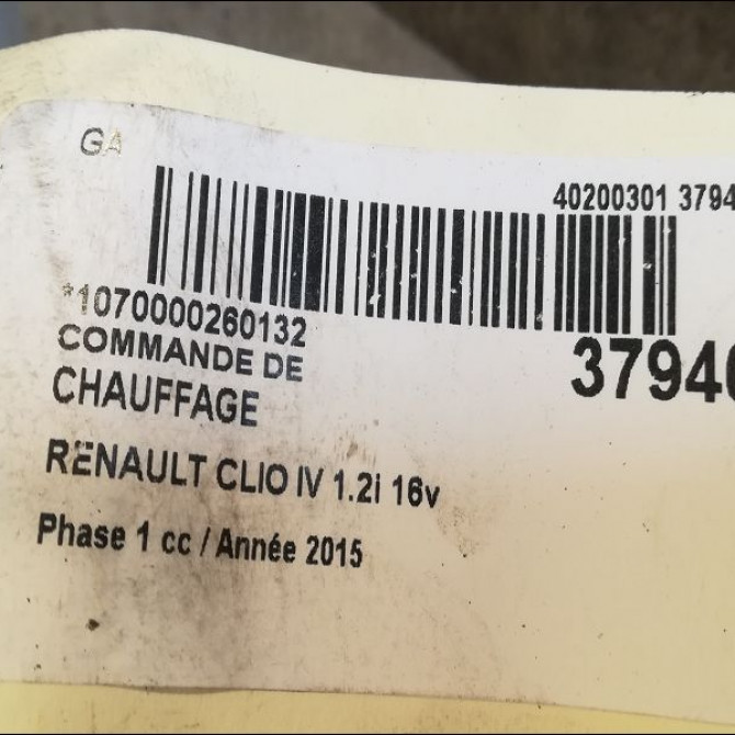 Commande de chauffage occasion RENAULT CLIO IV Phase 1 07-2012->... 1.2i 16v 75ch 275107188R 3