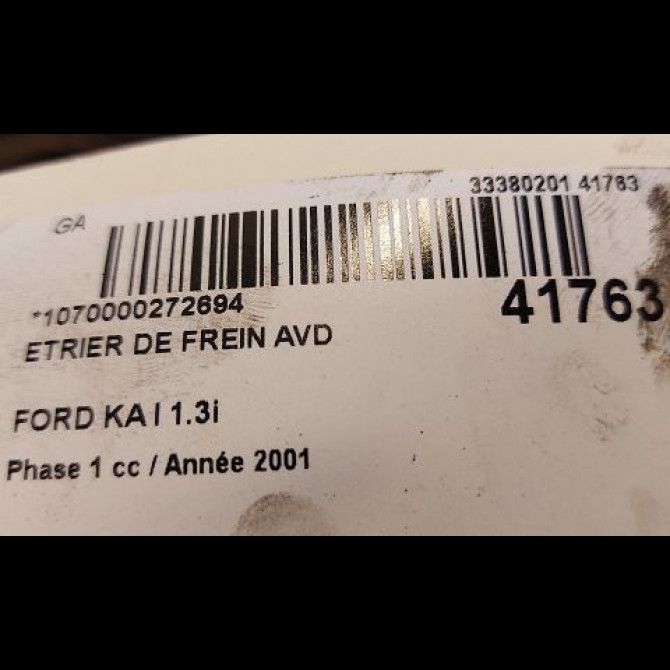 Etrier de frein avant droit occasion FORD KA I Phase 1 10-1996->10-2008 1.3i 1478471 3