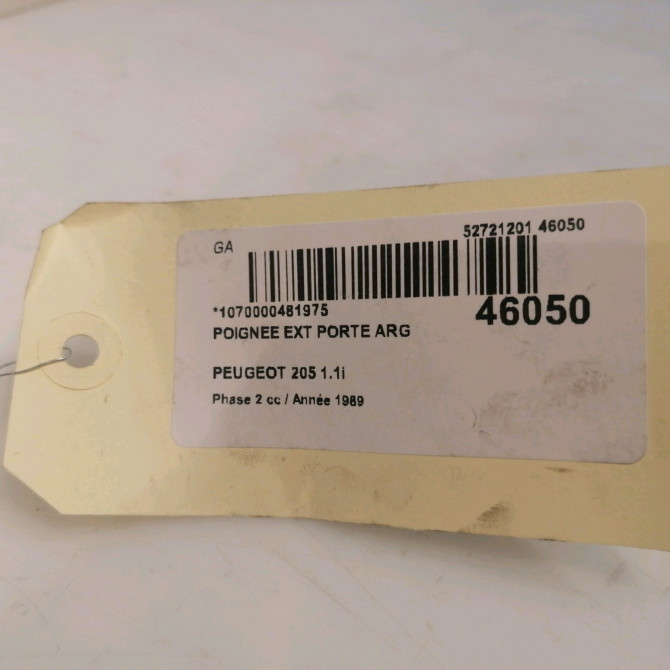 Poignee ext porte arg occasion PEUGEOT 205 205 Phase 2 1987-07-01->1998-12-31 1.1i 910175 4