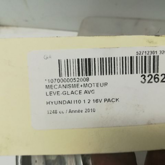 Mecanisme+moteur leve-glace avg occasion HYUNDAI I 10 I Phase 1 03-2008->12-2010 1.2i 824030X010 5