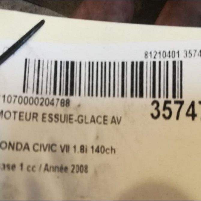 Moteur essuie-glace avant occasion HONDA CIVIC VII Phase 1 01-2006->09-2008 1.8i 140ch 76505SNAU02 3