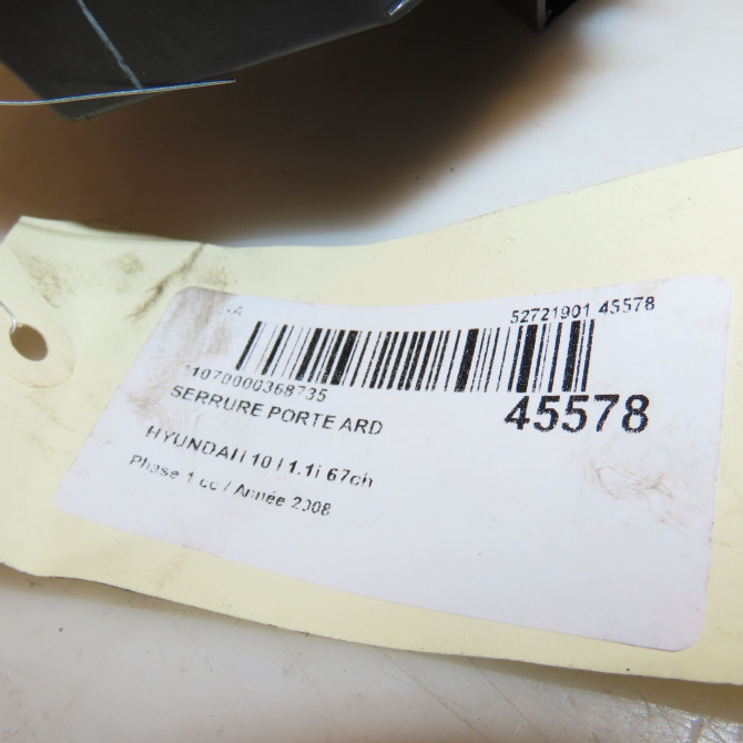 Serrure porte ard occasion HYUNDAI I 10 I Phase 1 03-2008->12-2010 1.1i 67ch 814200X020 4