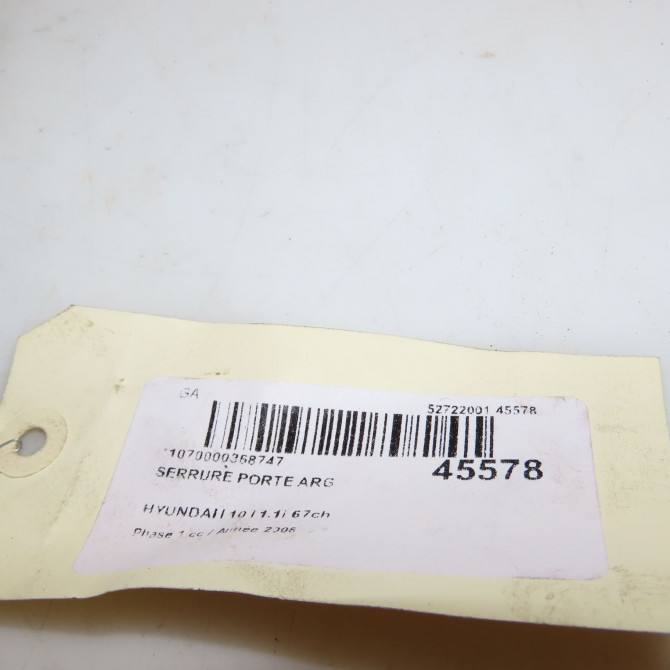 Serrure porte arg occasion HYUNDAI I 10 I Phase 1 03-2008->12-2010 1.1i 67ch 814100X020 4