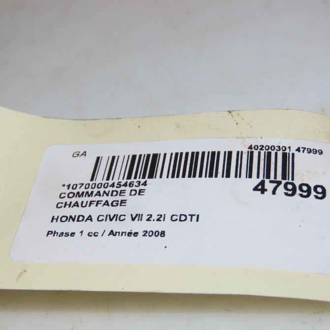 Commande de chauffage occasion HONDA CIVIC VII Phase 1 01-2006->09-2008 2.2i CDTI 79600SMJG42ZA 4