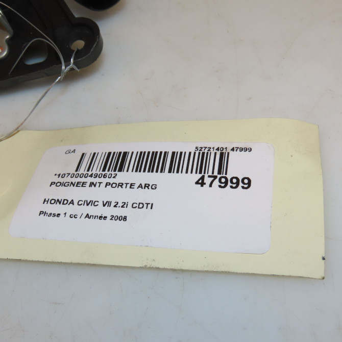 Poignee int porte arg occasion HONDA CIVIC VII Phase 1 01-2006->09-2008 2.2i CDTI 72660SMGE01ZA 4