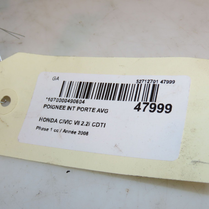 Poignee int porte avg occasion HONDA CIVIC VII Phase 1 01-2006->09-2008 2.2i CDTI 72160SMGE01ZA 4