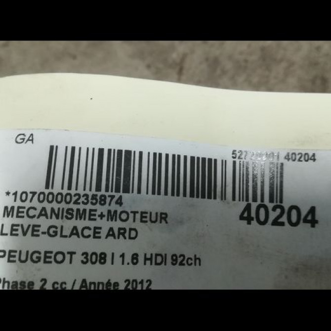 Mecanisme+moteur leve-glace ard occasion PEUGEOT 308 I Phase 2 04-2011->12-2014 1.6 HDI 92ch 9224E2 3