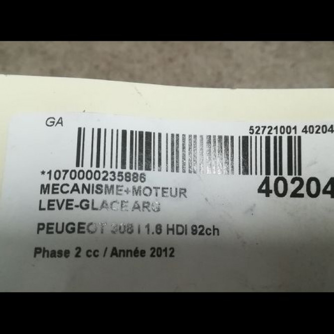Mecanisme+moteur leve-glace arg occasion PEUGEOT 308 I Phase 2 04-2011->12-2014 1.6 HDI 92ch 9223C9 3