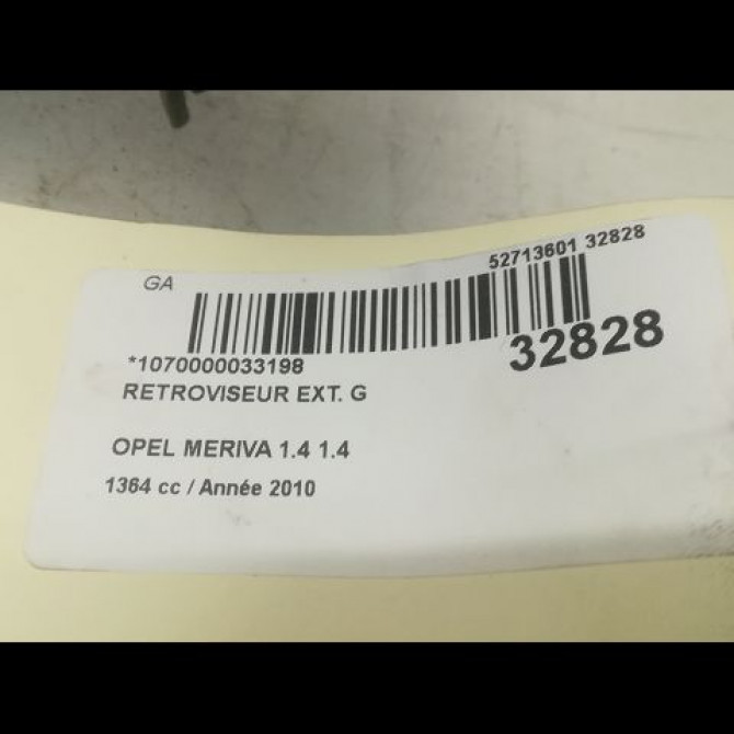 Retroviseur exterieur gauche occasion OPEL MERIVA I Phase 2 01-2006->09-2010 1.4 TWINPORT 13148952 3