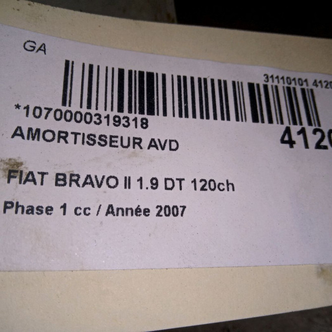 Amortisseur avant droit occasion FIAT BRAVO II BRAVO II Phase 1 2007-03-01->2011-12-31 1.9 DT 120ch 50708894 4