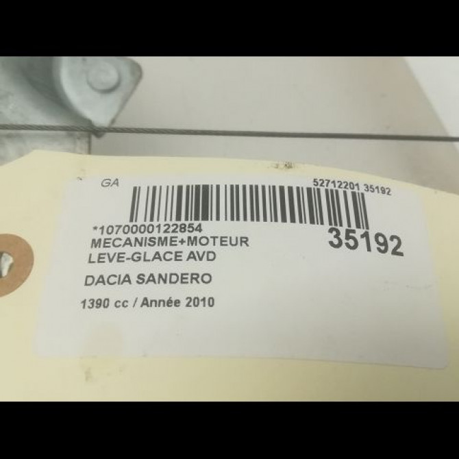 Mecanisme + moteur lève-glace avant droit occasion DACIA SANDERO I Phase 1 06-2008->10-2012 1.4 MPI 75ch 8200733828 4