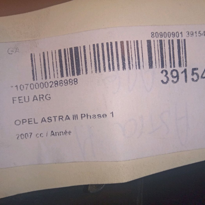 Feu arrière gauche occasion OPEL ASTRA III ASTRA III Phase 1 2004-04-01->2006-12-31 93190790 5