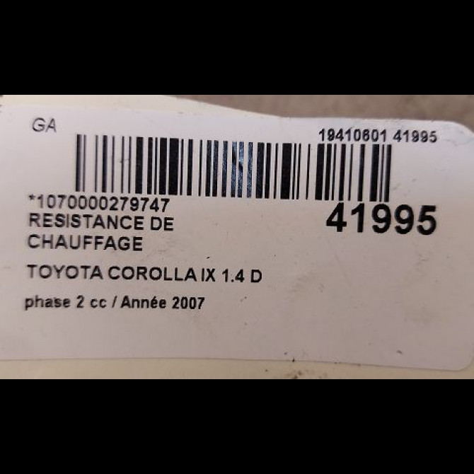 Resistance de chauffage occasion TOYOTA COROLLA IX phase 2 07-2004->08-2007 1.4 D 90ch 8713802040 3