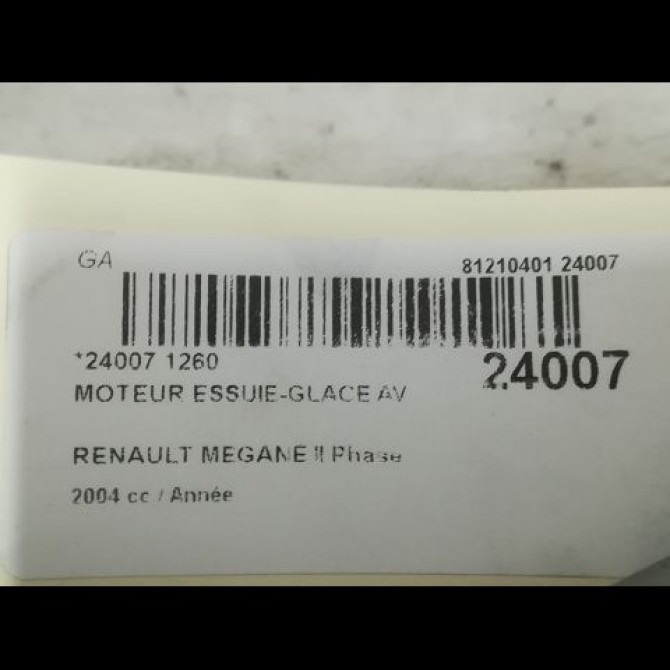 Moteur essuie-glace avant occasion RENAULT MEGANE II Phase 1 09-2003->12-2005 7701056003 3