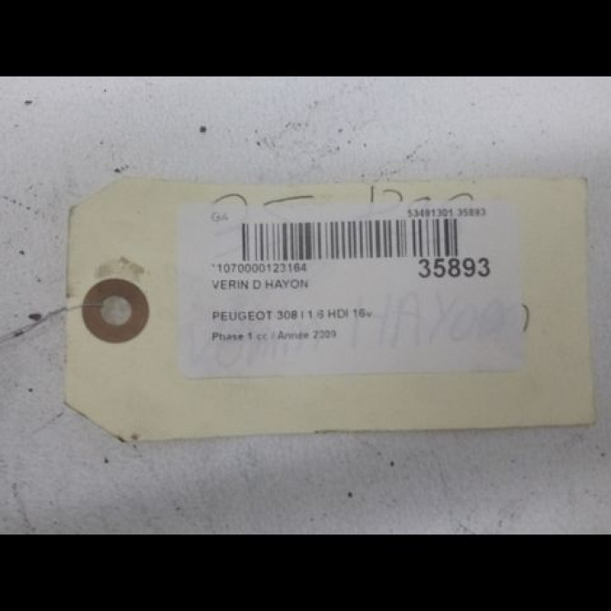 Verin droit hayon occasion PEUGEOT 308 I Phase 1 09-2007->03-2011 1.6 HDI 16v 110ch 8731Q6 2
