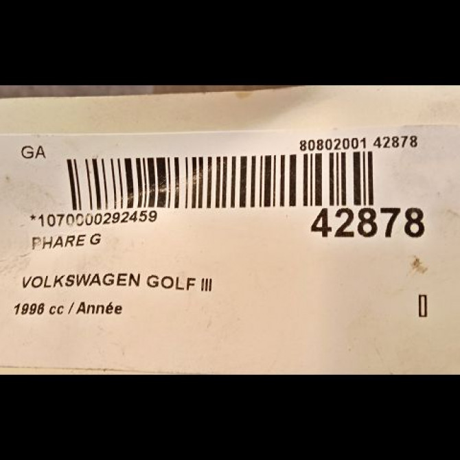 Phare gauche occasion VOLKSWAGEN GOLF III Phase 1 01-1992->12-1997 1H6941017AF 3