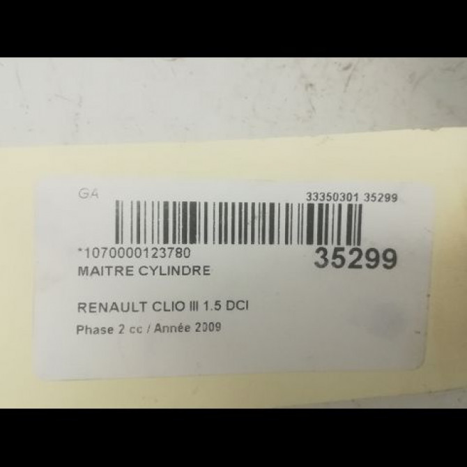 Maitre cylindre occasion RENAULT CLIO III Phase 2 03-2009->12-2014 1.5 DCI 85ch 7701208398 3