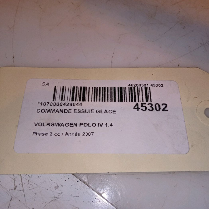 Commande essuie glace occasion VOLKSWAGEN POLO IV Phase 2 05-2005->09-2009 1.4 TDI 70ch 4