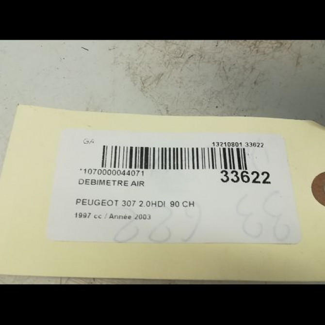 Debimetre air occasion PEUGEOT 307 Phase 1 04-2001->06-2005 1.4 HDI 8v 70ch 19207S 5