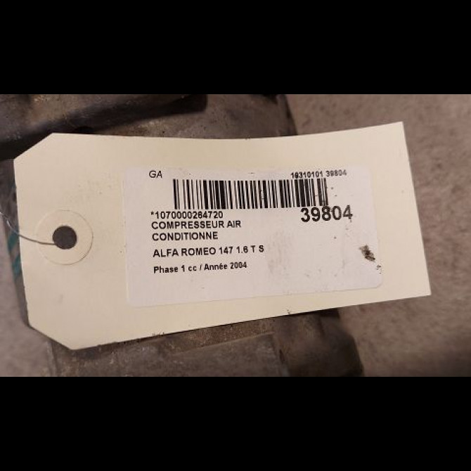 Compresseur air conditionne occasion ALFA ROMEO 147 Phase 1 09-2000->09-2004 1.6 T S 120ch 60653652 3