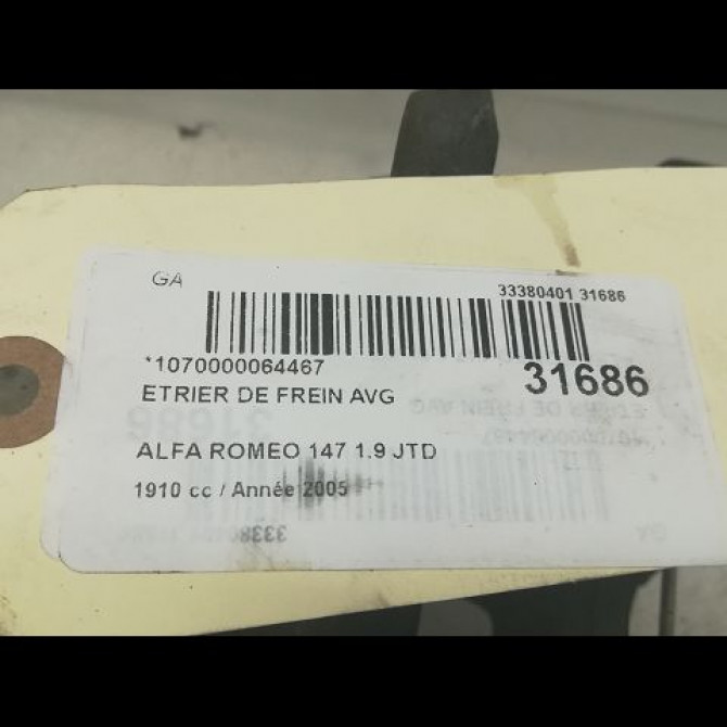 Etrier de frein avant gauche occasion ALFA ROMEO 147 Phase 1 09-2000->09-2004 77365071 4