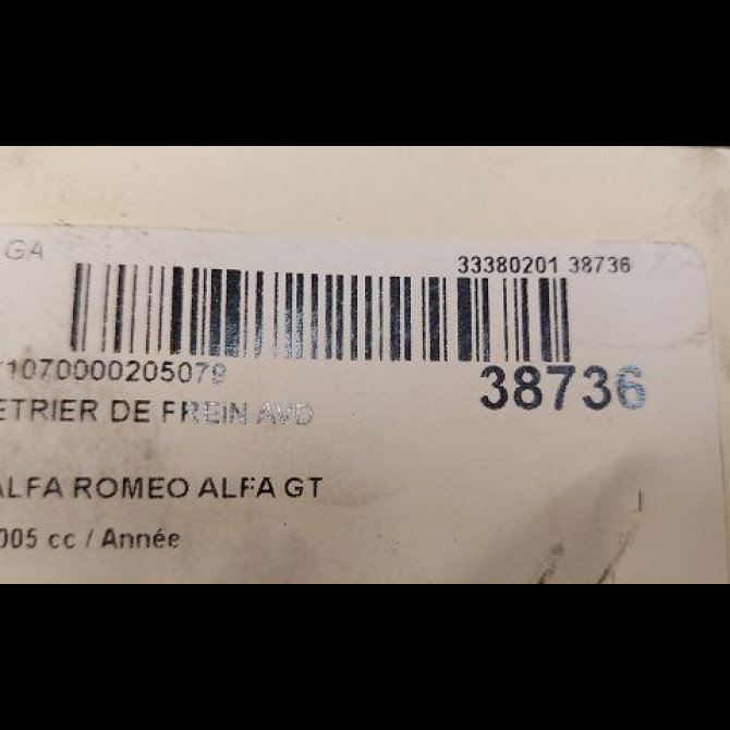 Etrier de frein avant droit occasion ALFA ROMEO ALFA GT Phase 1 03-2004->12-2010 77365072 3