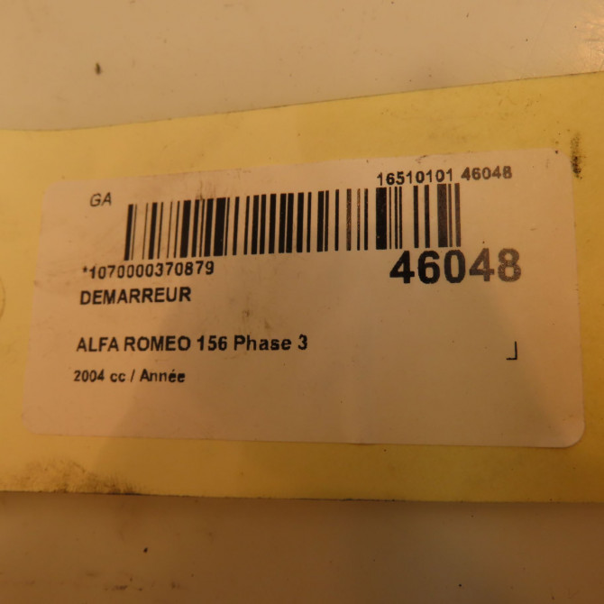 Démarreur occasion ALFA ROMEO 156 Phase 3 SW 07-2003->12-2005 51832953 5