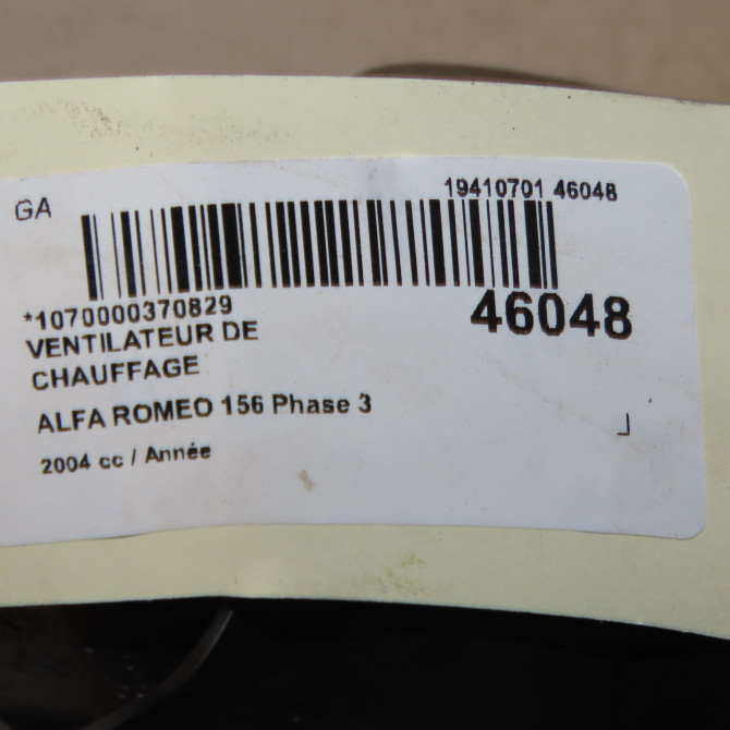 Ventilateur de chauffage occasion ALFA ROMEO 156 Phase 3 SW 07-2003->12-2005 77364449 3