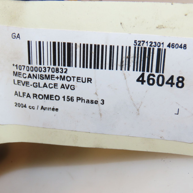 Mecanisme+moteur leve-glace avg occasion ALFA ROMEO 156 Phase 3 SW 07-2003->12-2005 60672278 3