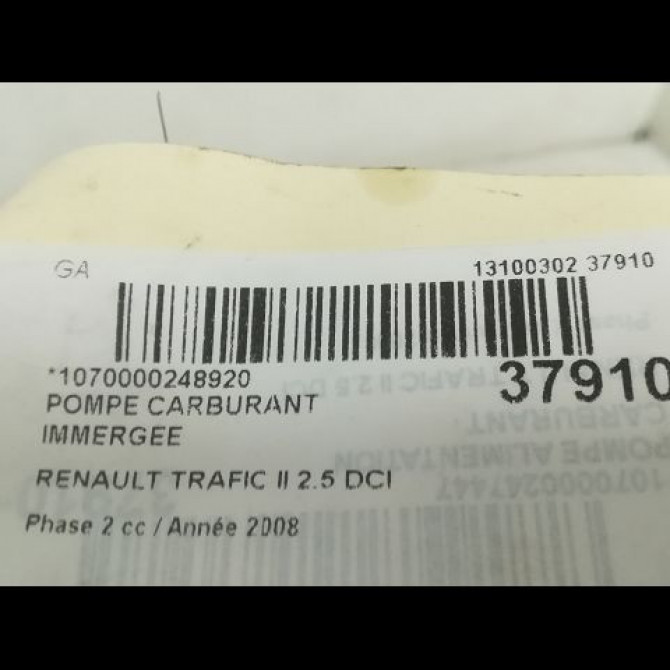 Pompe à carburant immergée occasion RENAULT TRAFIC II Phase 2 08-2006->... 2.5 DCI 150ch 8200009645 3