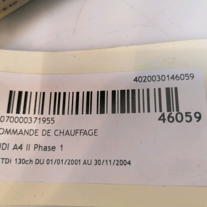 Commande de chauffage occasion AUDI A4 II Phase 1 01-2001->11-2004 1.9 TDi 130ch 8E0820043AA5PR 4
