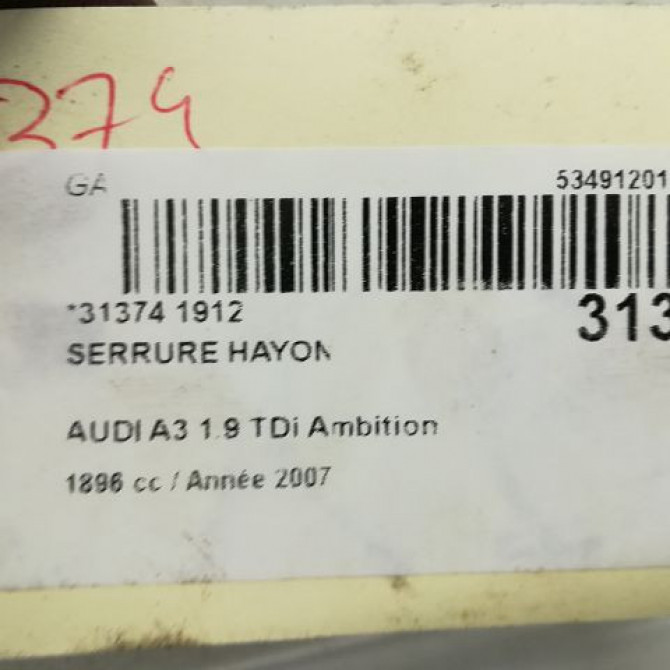 Serrure hayon occasion AUDI A3 II Phase 2 06-2008->07-2012 4
