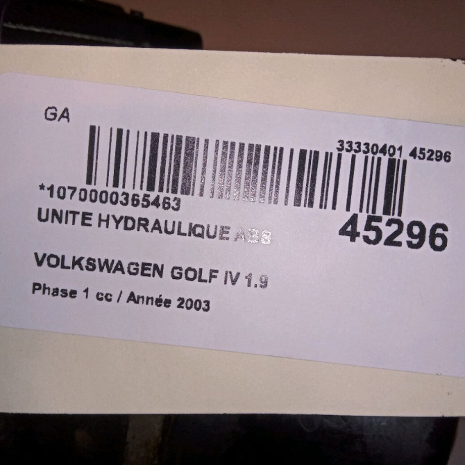 Unité hydraulique ABS occasion VOLKSWAGEN GOLF IV GOLF IV Phase 1 1998-01-01->2005-06-30 1.9 TDI 130ch 1J0698517E 6