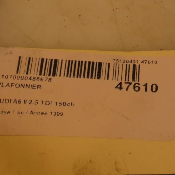Plafonnier occasion AUDI A6 II Phase 1 06-1997->07-2001 2.5 TDi 150ch 4B09471116VS 4