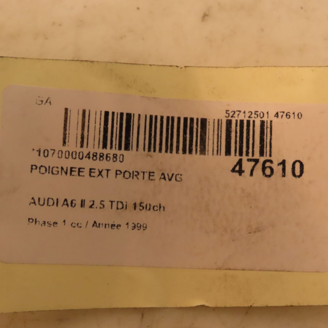 Poignee ext porte avg occasion AUDI A6 II Phase 1 06-1997->07-2001 2.5 TDi 150ch 4B1837207GRU 4