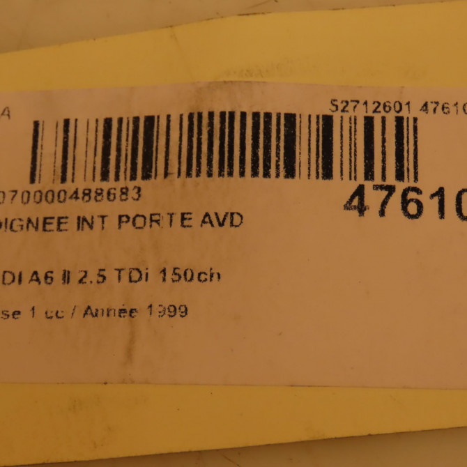 Poignee int porte avd occasion AUDI A6 II Phase 1 06-1997->07-2001 2.5 TDi 150ch 4B1837020C3SZ 4