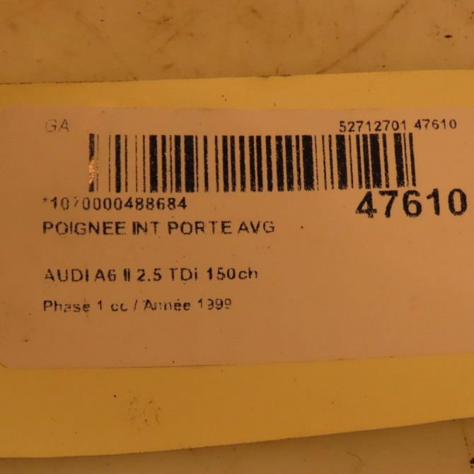Poignee int porte avg occasion AUDI A6 II Phase 1 06-1997->07-2001 2.5 TDi 150ch 4B1837019C3SZ 4
