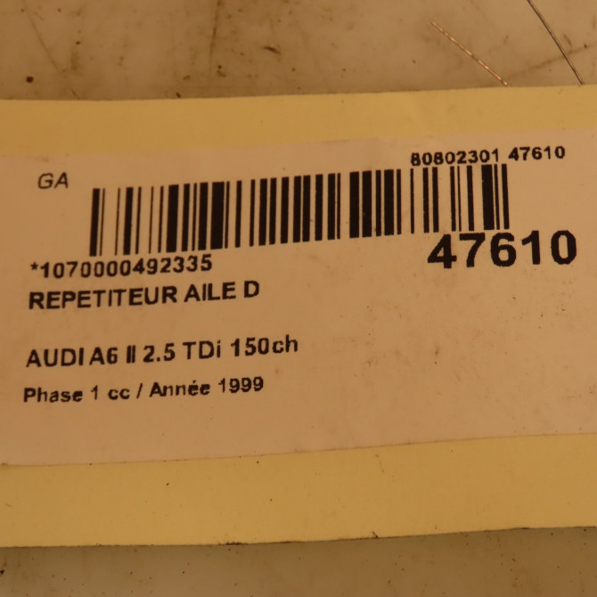 Répétiteur aile droite occasion AUDI A6 II Phase 1 06-1997->07-2001 2.5 TDi 150ch 4B0949127A 3