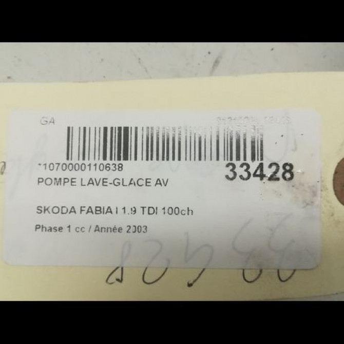 Pompe lave-glace avant occasion SKODA FABIA I FABIA I Phase 1 2000-04-01->2004-09-30 1.9 TDI 100ch 1K6955651 3