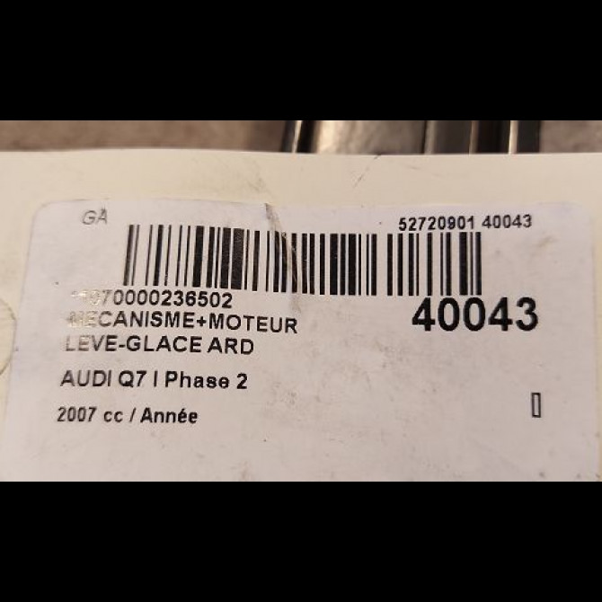 Mecanisme+moteur leve-glace ard occasion AUDI Q7 I Phase 2 04-2009->04-2015 4L0839462D 3