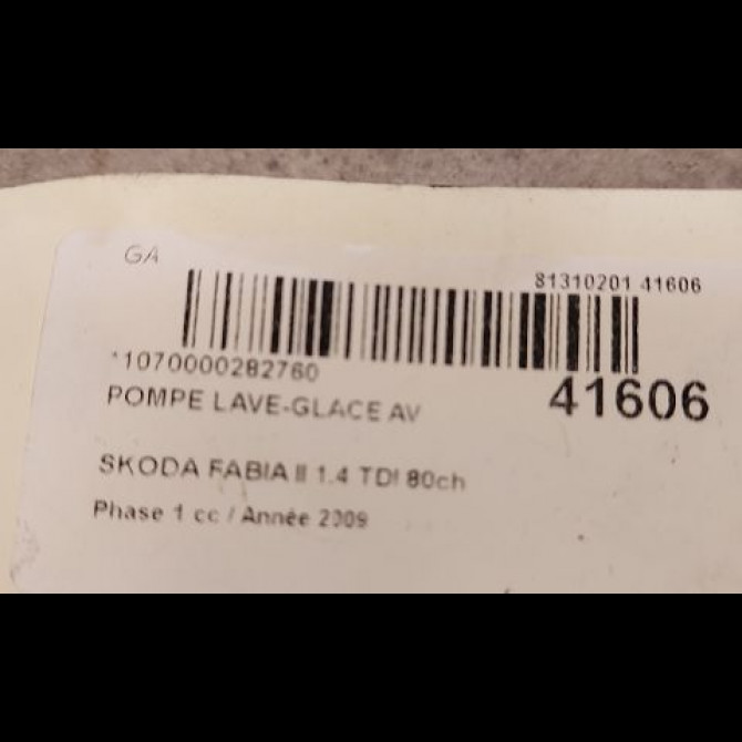 Pompe lave-glace avant occasion SKODA FABIA II Phase 1 05-2007->03-2010 1.4 TDI 80ch 1K6955651 3