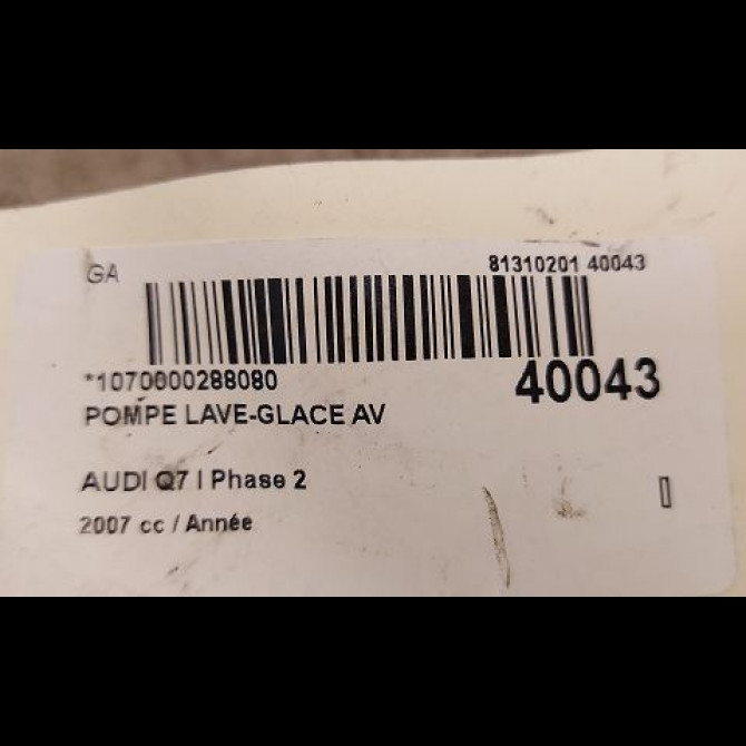 Pompe lave-glace avant occasion AUDI Q7 I Phase 2 04-2009->04-2015 1K6955651 3