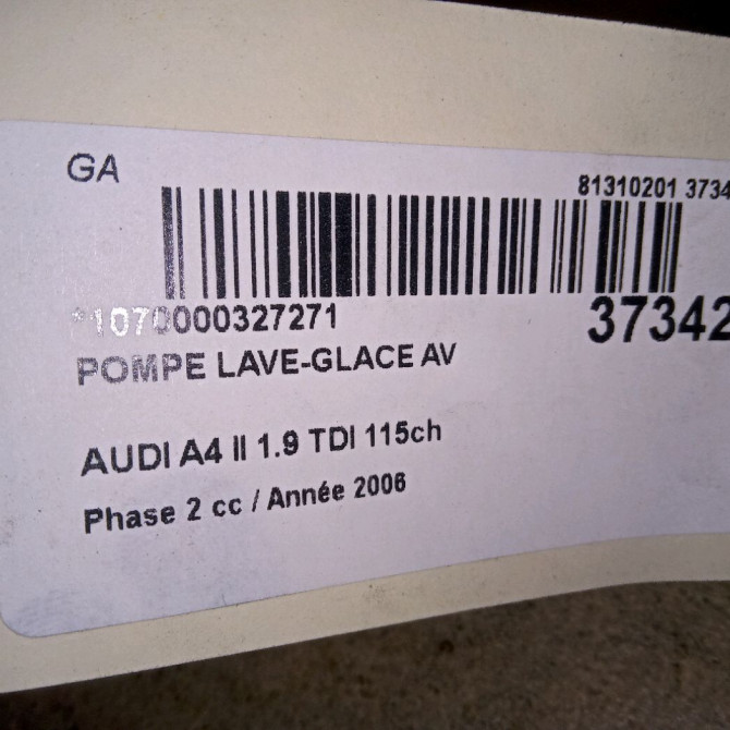 Pompe lave-glace avant occasion AUDI A4 II Phase 2 09-2004->04-2008 1.9 TDI 115ch 1K6955651 2