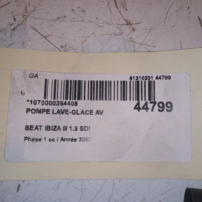 Pompe lave-glace avant occasion SEAT IBIZA III Phase 1 03-2002->03-2006 1.9 SDI 1K6955651 4