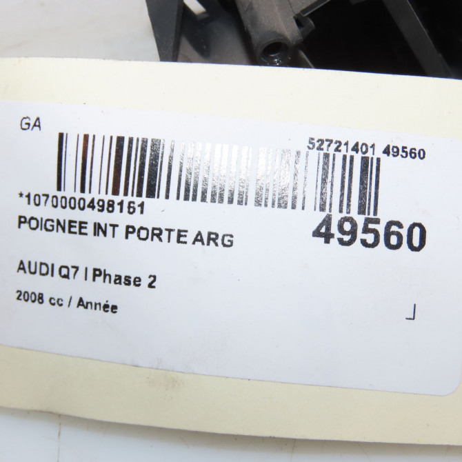 Poignee int porte arg occasion AUDI Q7 I Phase 2 04-2009->04-2015 4L0837019AH77 3