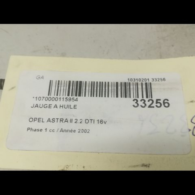 Jauge a huile occasion OPEL ASTRA II Phase 1 04-1998->09-2004 2.2 DTI 16v 2